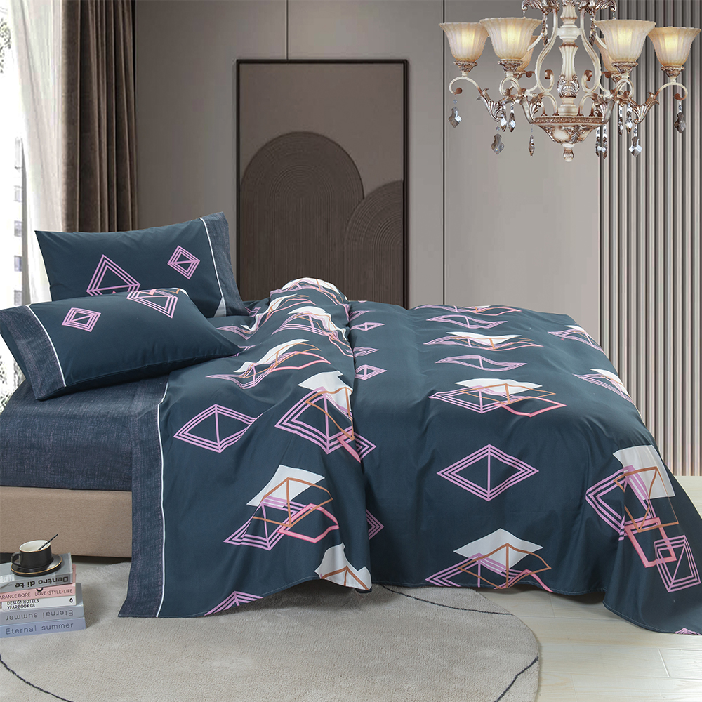 99.99% Polyester Twill Disperse 인쇄 4 PCS 침대 시트 세트